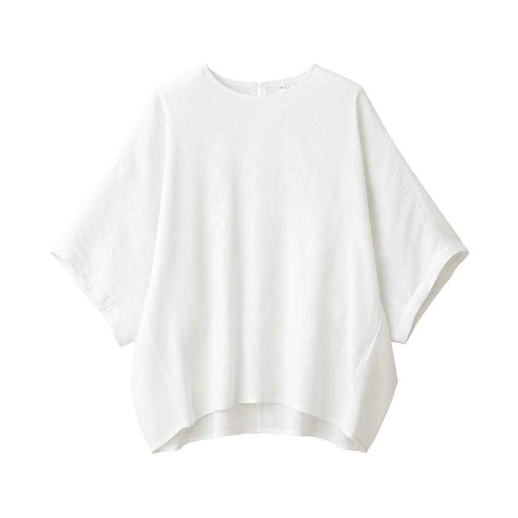 MUJI Hemp Rayon Short Sleeve Size S Women's Blouse, Off-White, (BC2IUA4S)