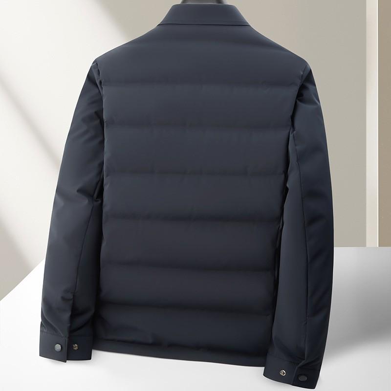 Mens Down Jacket Winter Warm Thickened White Duck Puffer Coat Casual Business Style Mid-Length