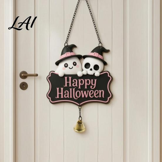 Holiday Wall Plaque for Home Halloween Cute Witch Hat Ghost Door Sign Wooden Hanging Decoration Decor Doorbell Pendants Indoor Outdoor Fireplace