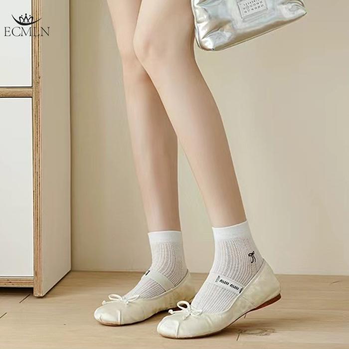 Women's Socks New Style Pure Color Sweet Lolita Socks Bow Socks Thin Cotton Mesh Socks