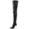 Damen Lackstiefeletten Sexy Overknee Stiefel Metall Stiletto Heels Enganliegende Partystiefel Kniehohe Stiefel Große Größen 45 46 47 48