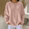 Women's Casual Long Sleeve Button Down Round Neck Loose Fit Top