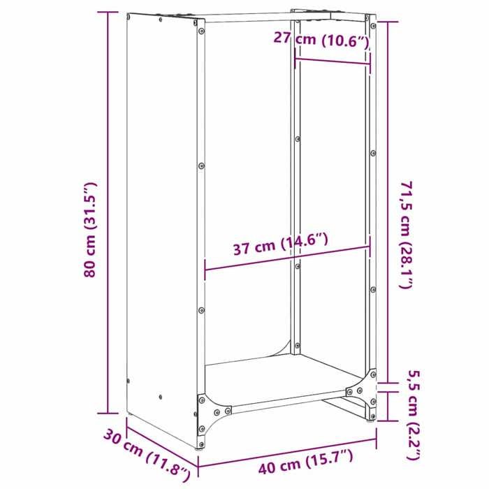 VidaXL Portant de bois chauffage anthracite 40x30x80 cm 864233