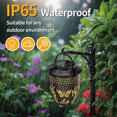 Solar Projection Light Garden Decor Solar Lantern with Butterfly Pattern Hanging Solar Wall Light Waterproof Backyard Patio Yard