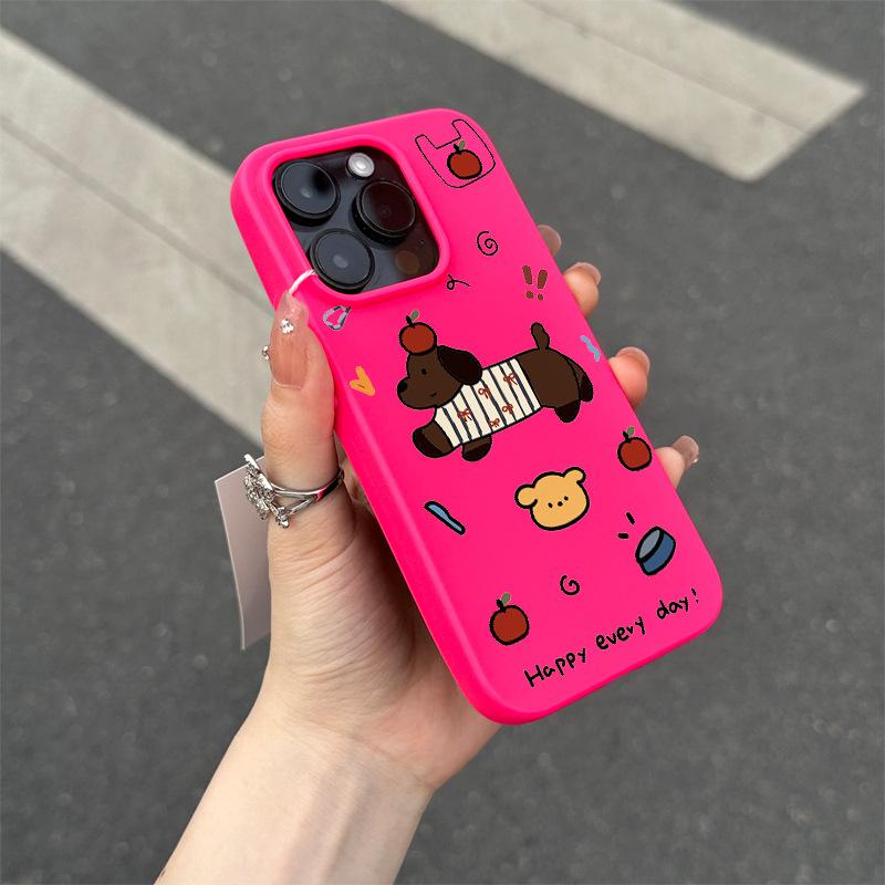 Striped Shirt Dachshund for IPhone16 Jelly 15 Phone Case 14Pro for Apple 13/12 Silicone Xs Cartoon