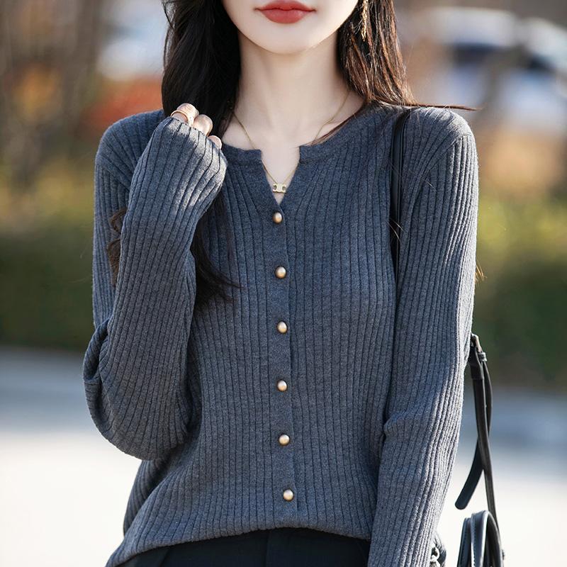 Women's Lightweight 50% Wool 50% Mulberry Silk Cardigan - 4-Season Versatile Knitwear for All-Year Comfort & Style