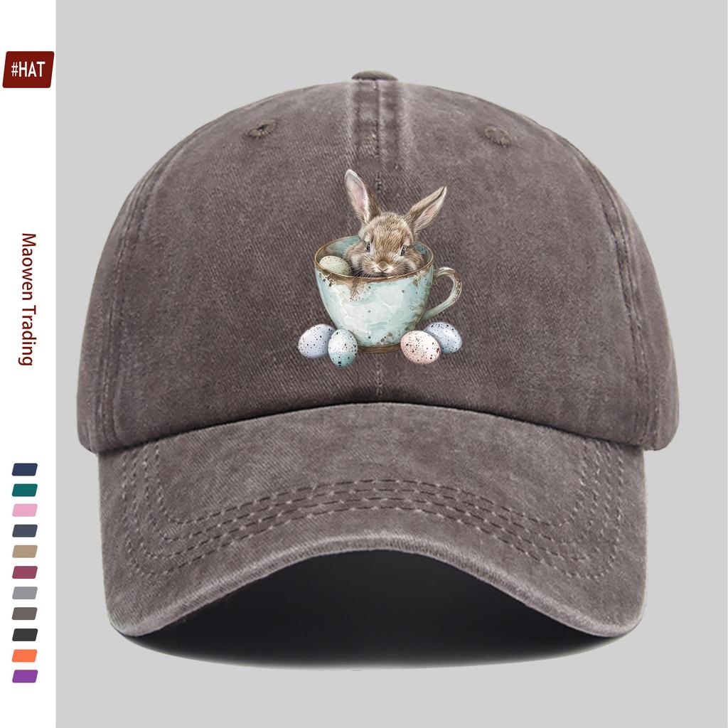 Pc Women Bunny Rabbit Trucker Hat Adjustable Buckle Closure Lightweight Vintage with Rabbit Print EasterThemed Suitable Fo
