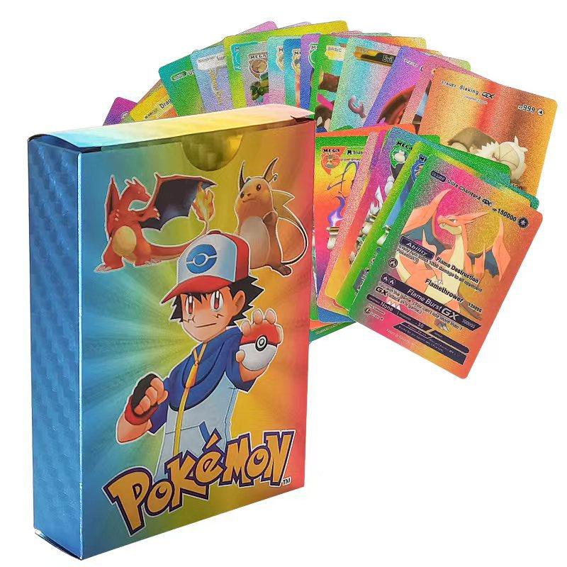 Karty se zlatou fólií 55 ks Sběratelské karty TCG Anime Merch Dárky Lesklý zlatý povrch Anglická verze modrá