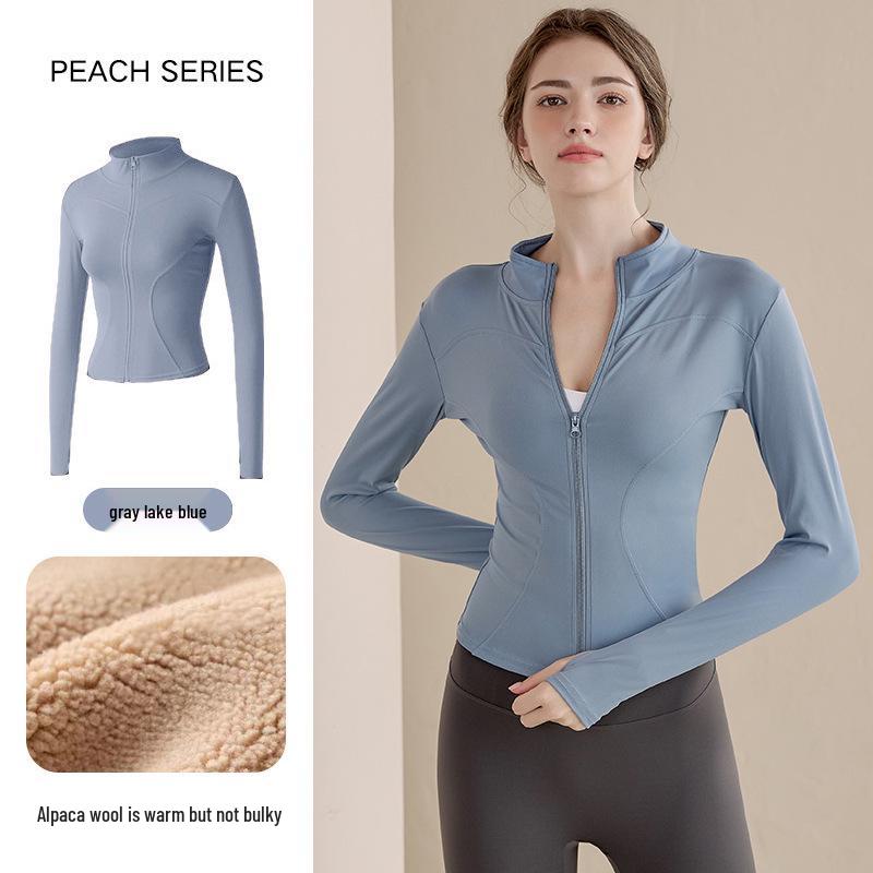 2025 Women's Velvet Winter Yoga Cardigan: Stand Collar, Zipper Sportswear, Warm Running Top