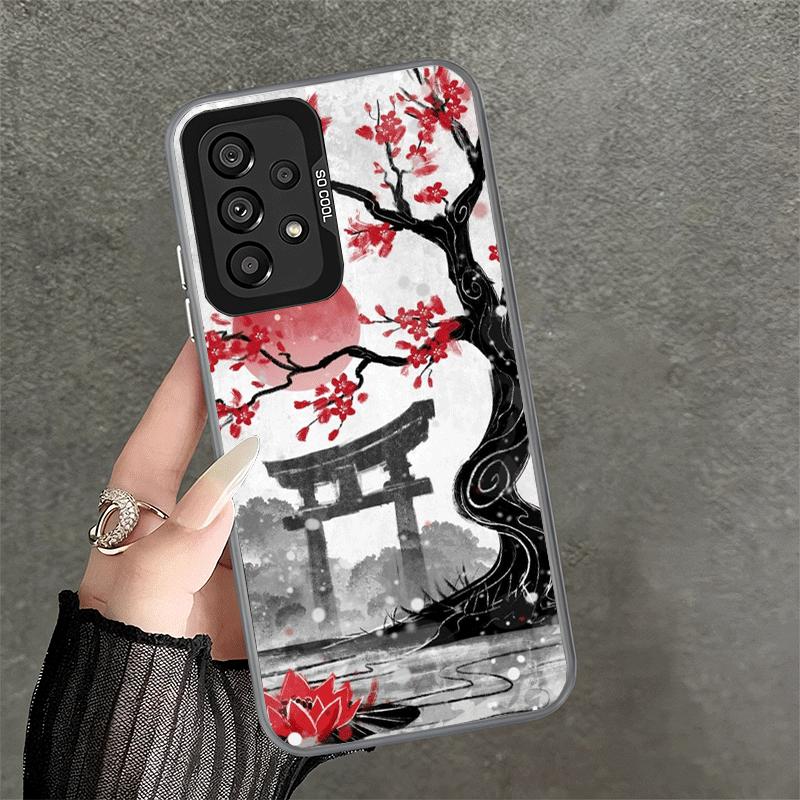 Japanese Minimalist Pine Tree Soft Phone Case for Samsung A17 A16 A15 A14 A13 A57 A56 A55 A54 A53 A37 A36 A35 A34 A33 A26 A25 A2