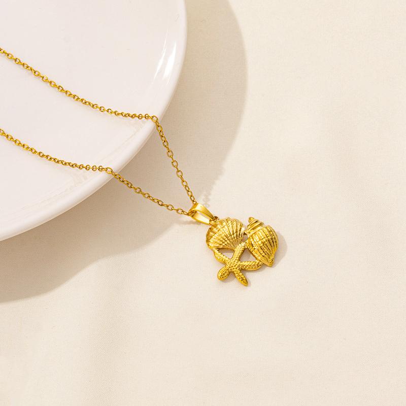 No Fade Stainless Steel Ocean Animal Necklaces For Women Men Accessories Real Gold Plated Shark Fish Tail Turtle Pendant Jewelry