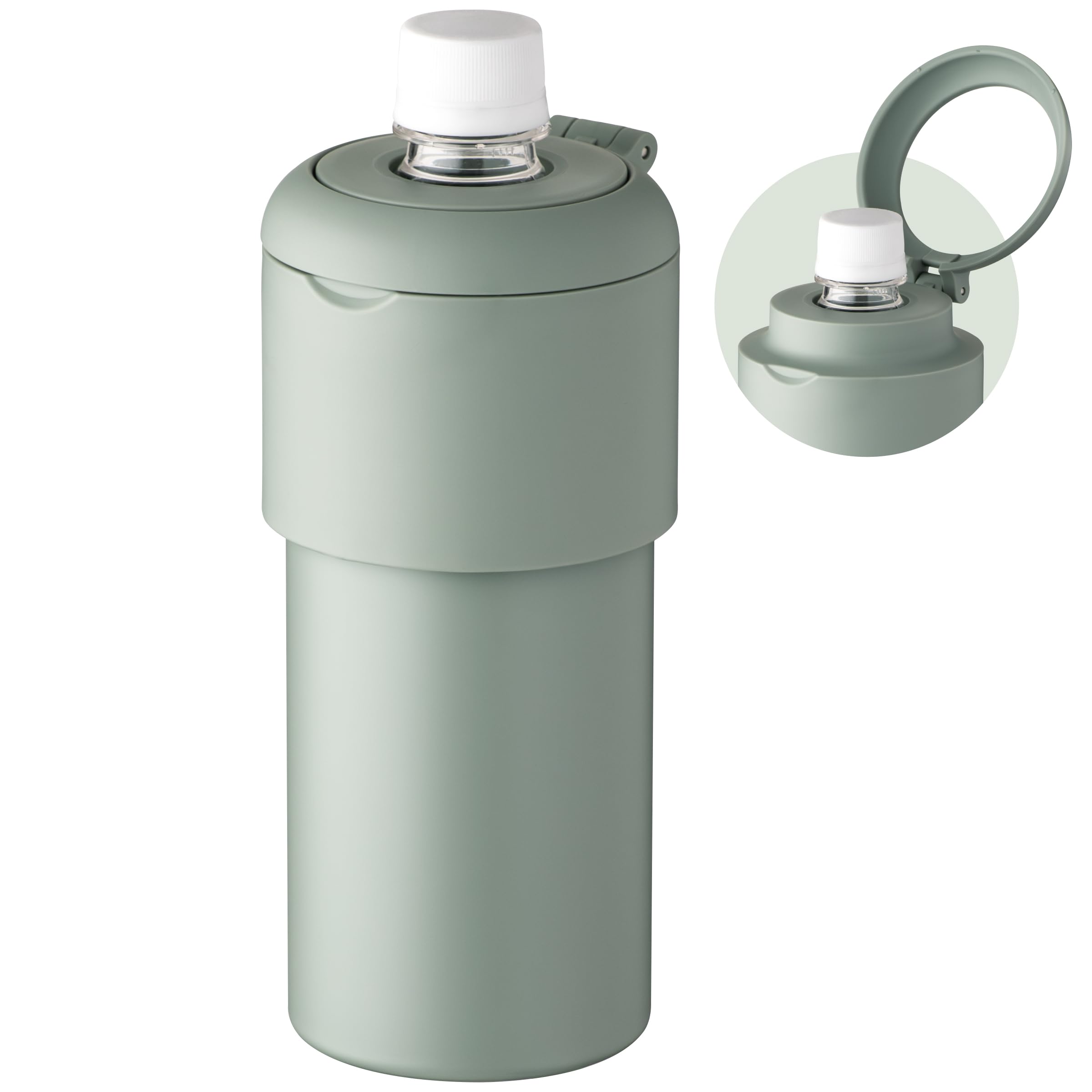 

Atlas 500ml650ml Vacuum Insulated Bottle Cooler with Handle, Bottle-in-Bottle Design, Smoky Green, ABIB-GSG