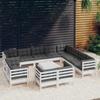 Day and Night - Day and Night Garden Furniture 13 Pieces and Cushions White Solid Pine Wood