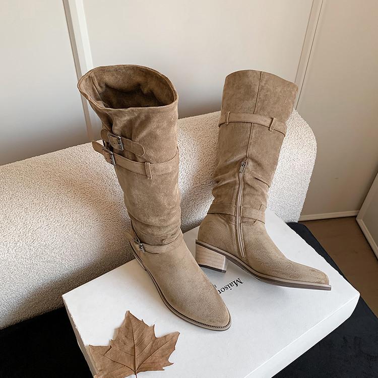 Long Boots Ladies 2025 Huge Good Looking Autumn Skinny Royal Sister Knight Tall Suede Pile Lazy Western