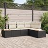 VidaXL 4-Piece Garden Sofa Set with Cushions Black Poly Rattan Acacia 3356742