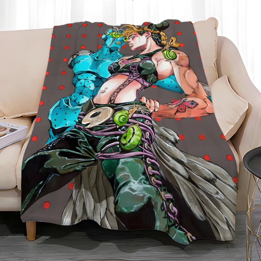 anime JoJos Bizarre Adventure Throw Soft Coral Fleece Blanket 310gsm Fluffy Warm Throw for Sofa Bed Couch Bedroom Decor