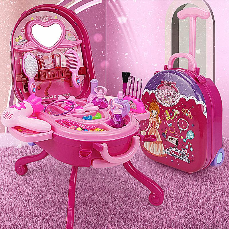 3-in-1 Kids Dressing Table Makeup Station with Suitcase Toy for Girls