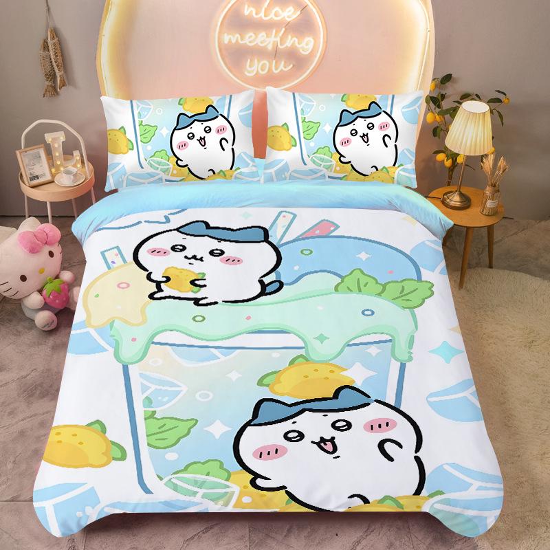 Bedding Set Colorful Print Polyester Student Dormitory Bed Sheet Quilt Cover Kid Gift Home Textile Decorative