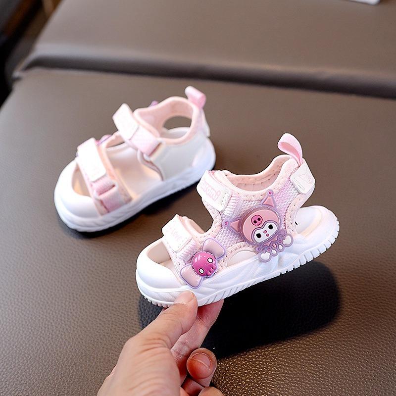 Girls' Sandals Summer New Girls' Baby Shoes Princess Sandals Cartoon Light-up Soft Sole Walking Beach Shoes