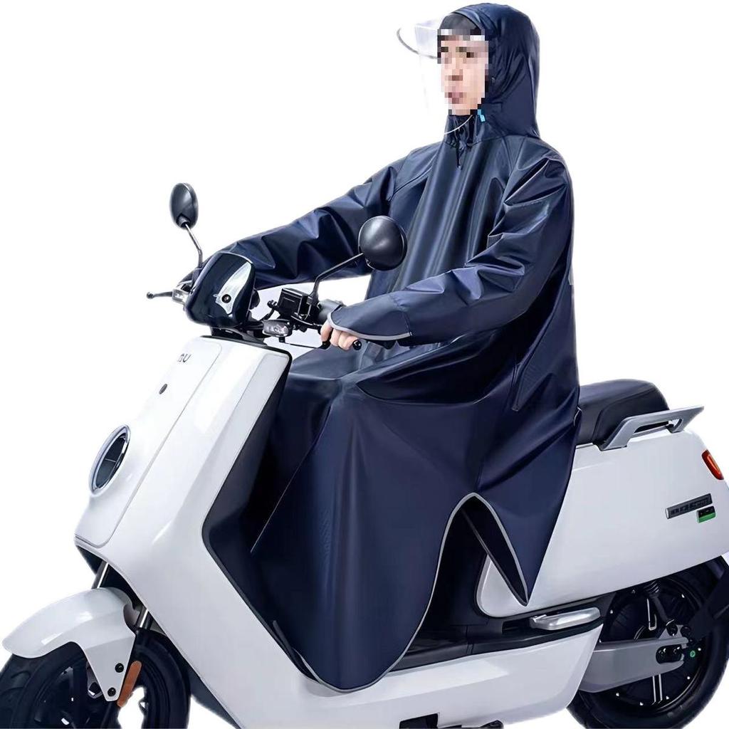 Extra Long, Thick Sleeved Raincoat for Electric Scooter, with Foot Cover & Dual Brim, Unisex, Storm-Proof for Solo Riding
