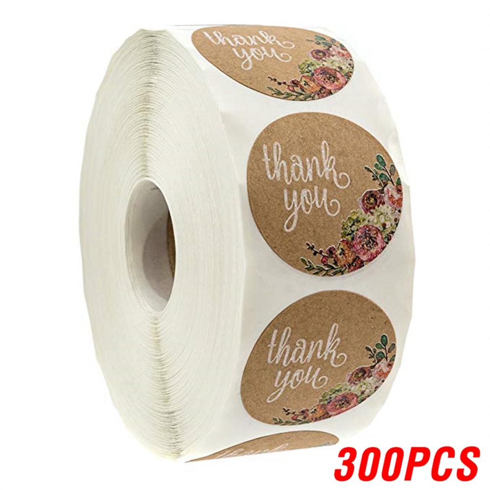 100-500Pcs Vintage Kraft Paper Stickers Scrapbook Gift Stationery Label Stickers Handmade With Love Thank You For The Stickers
