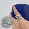 S925 Silverpläterad minimalistisk flerlagers öppen ring för kvinnor
