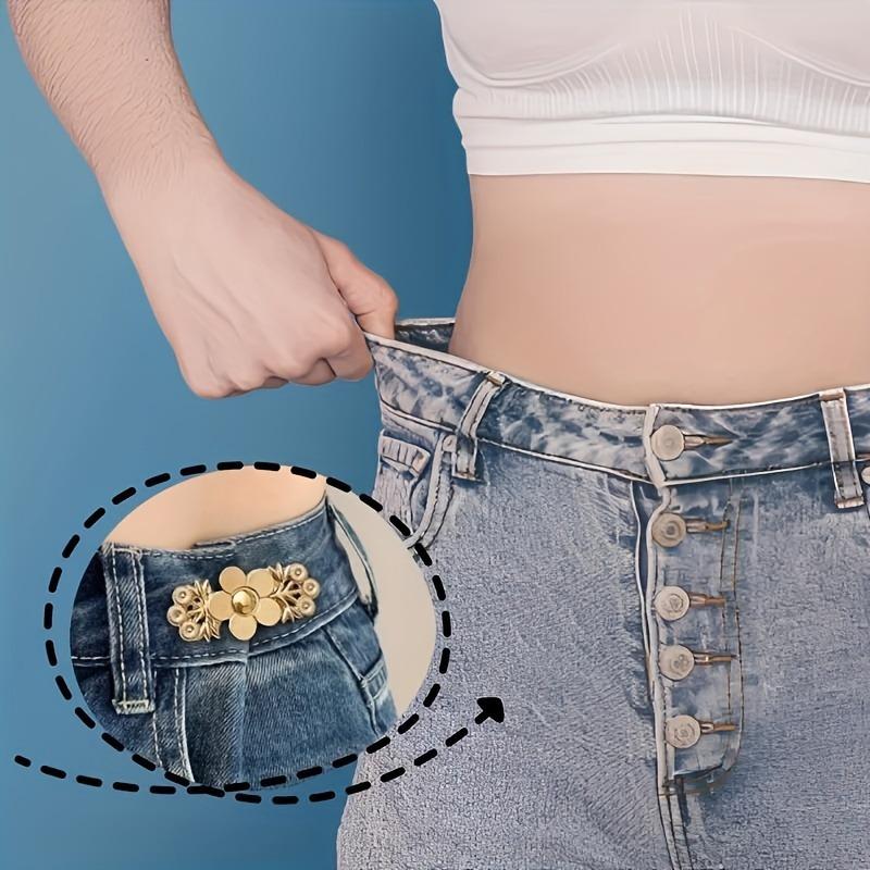 [Adjustable Waist Buckle] 4pcs Adjustable Waist Buckle | Petal Patterned Pants Adjuster for Fashionable Lazy Waist Belts, Waist Adjustment Clip