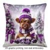 2D Flat Print 1pc Cute Charming Christmas Cow Double-Sided Printed Christmas Pillowcase - Multiple Sizes Available - Square Zippered Pillow Cover - Cu