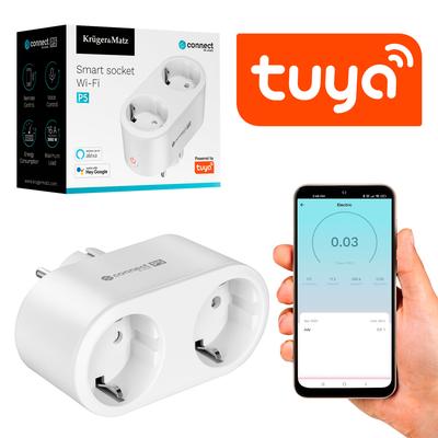 Smart Dual WiFi Socket Kruger&Matz Connect P5 Tuya PROGRAMMER