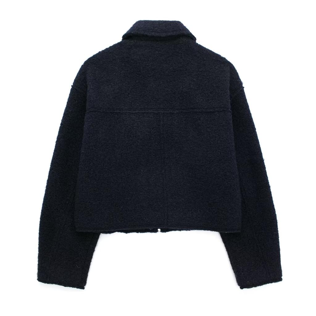 Women's Solid Color Fashionable Soft Woolen Short Jacket Jacket