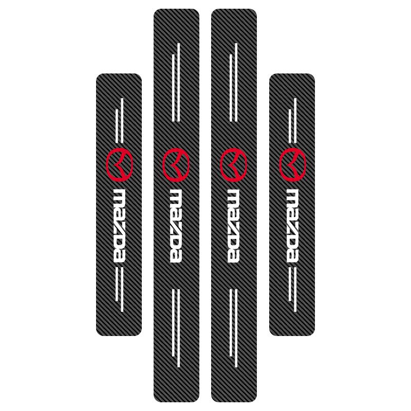 4Pcs Carbon Fiber Car Door Sill Protection Sticker Anti-scratch Refit Sticker For Mazda 2 3 4 5 6 7 8 9 323 626 Axela CX3 CX4 CX5 CX6 CX7 CX9 RX7 RX8
