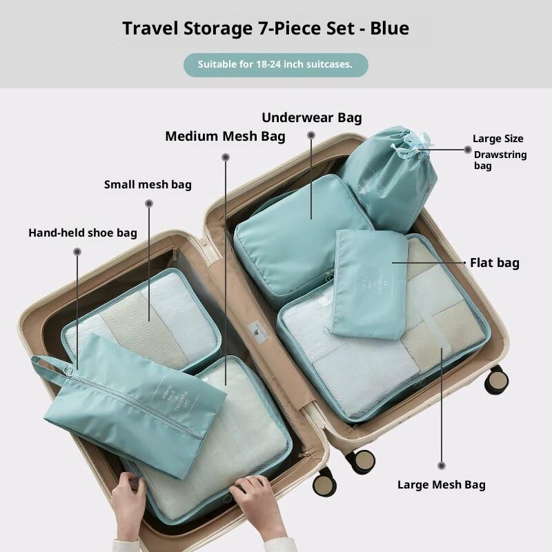 7Pcs/Set Travel Storage Bag Set Travel Clothing Storage Bag Luggage Organizer Bags Toiletry Shoe Clothing Underwear Sorting Bag