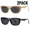 2PACK Retro Y2K Style Small Square Sunglasses Women Cat Eye Sunglasses Fashion Colorful Mirror Goggles Men Punk Sports Glasses