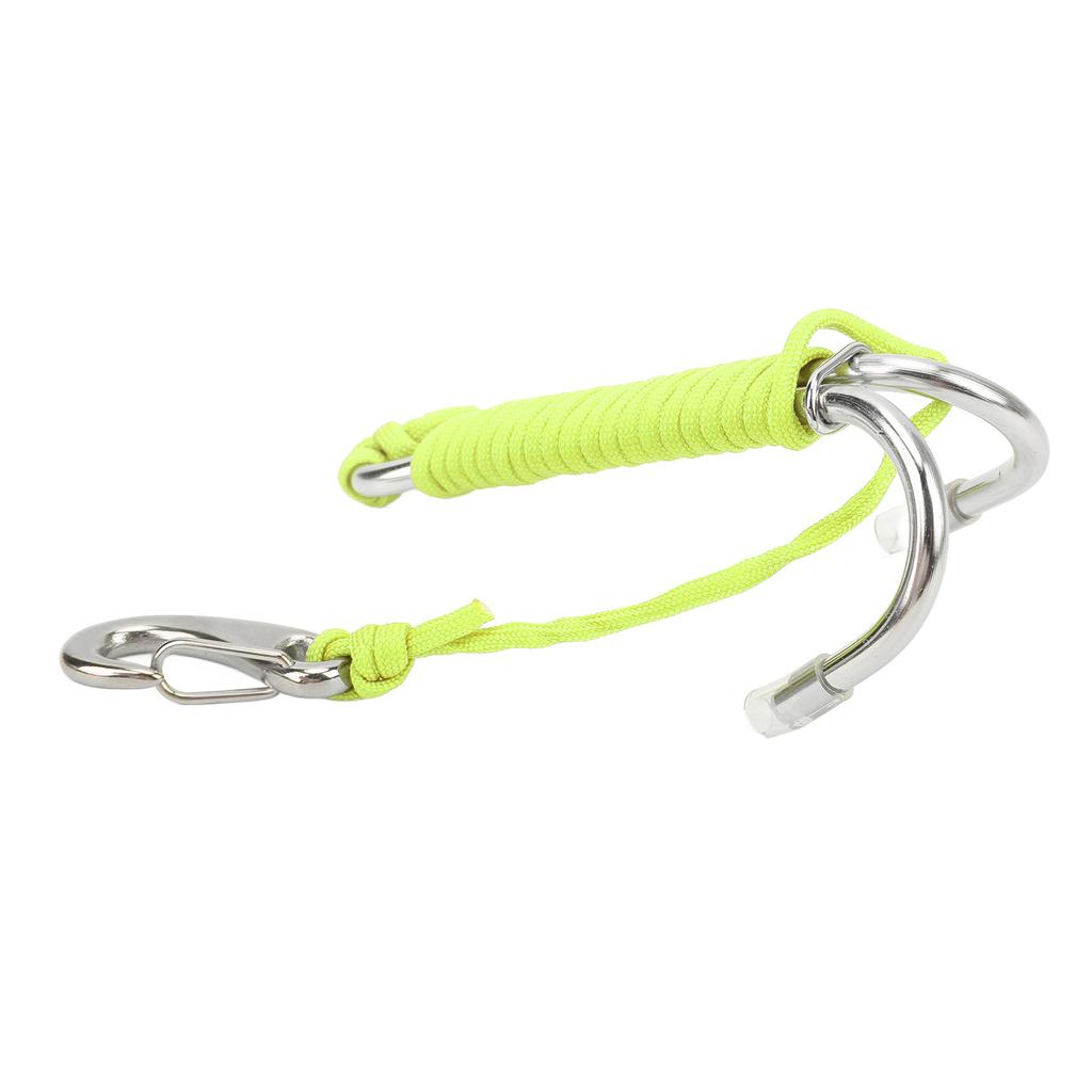 Diving Hooks Stainless Steel Double Reef Hook with Spiral Coil Lanyard for Underwater Activities
