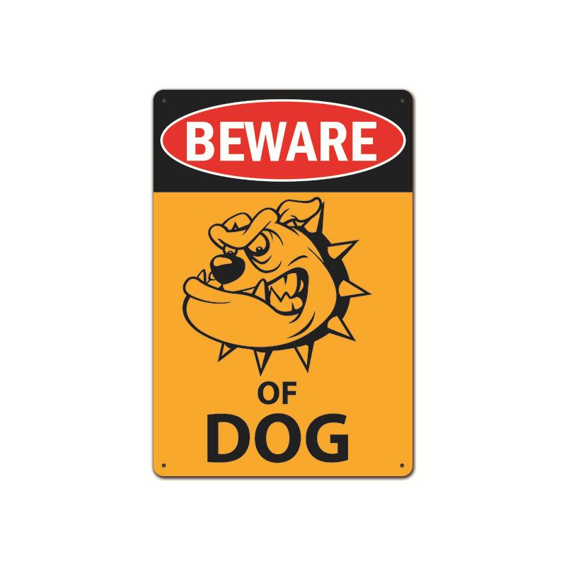 Vintage Tin Art of Courtyard Dog: Garden No - Entry Warning Sign for Home Decoration