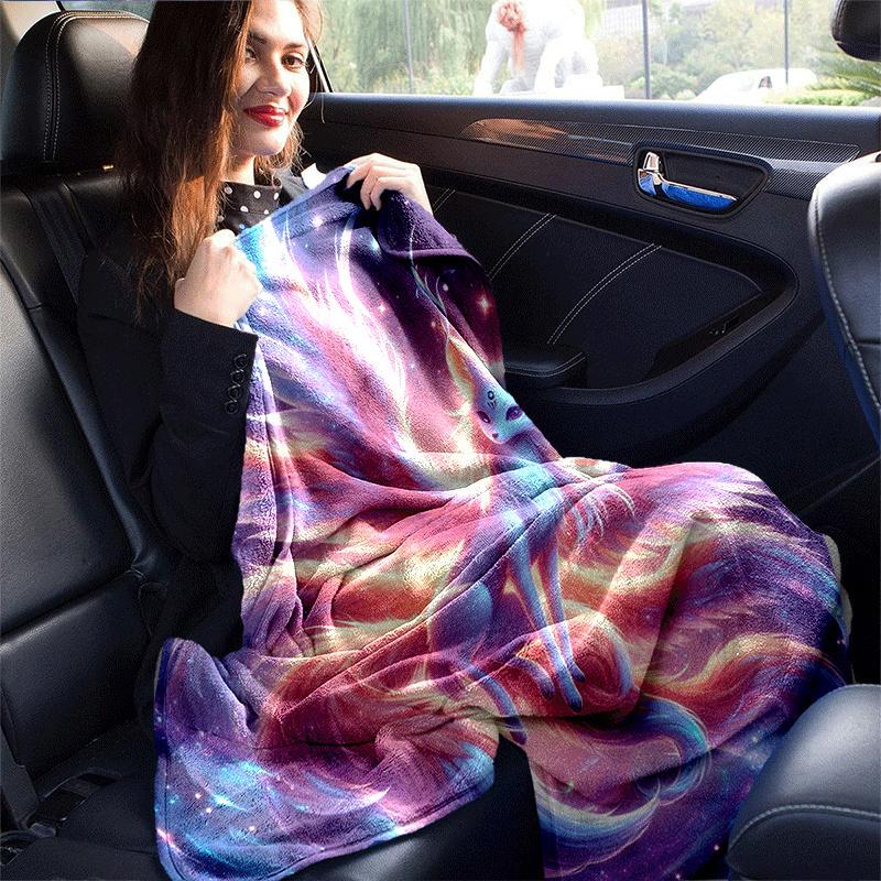 1 szt. Lekki koc flanelowy z nadrukiem lisa, Komfortowy i ciepły koc, na kemping, łóżko sofa i kanapę, do biura, Prezent