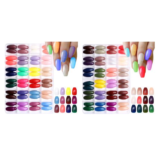 576Pcs/Set Fake Nails 24 Grids Assorted Color Long Nail Extension Removable Home Salon Women Girls Full Cover Press on Nails Kit