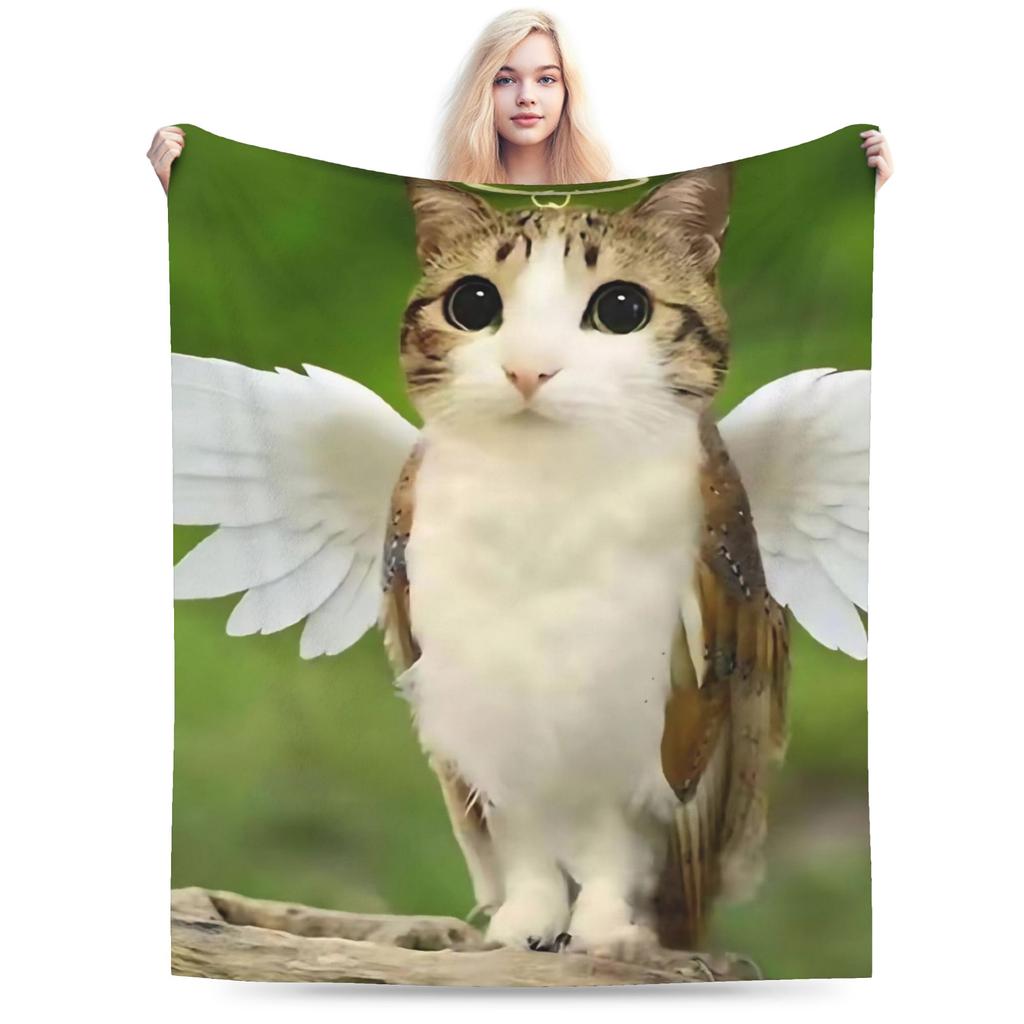 Meowl Cat Owl Meme Blanket Soft Coral Fleece Plush Healing Gifts  Throw Blankets Bedding Throws