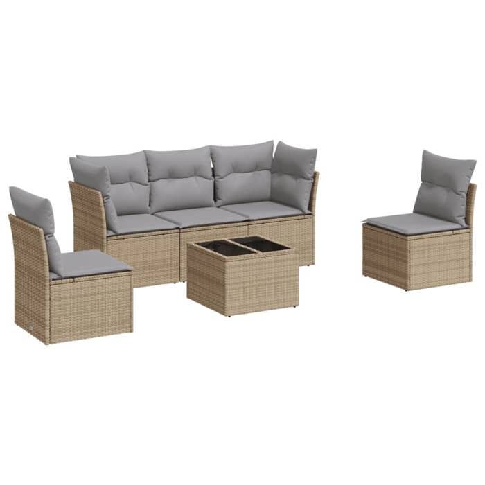 VidaXL Garden Lounge Set with Cushions 6 Pcs Beige Braided Resin 3217359