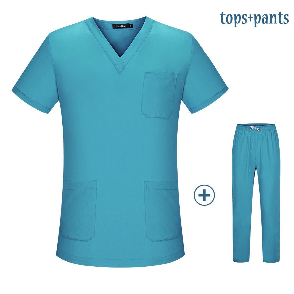 Niaahinn High Quality Spa Uniforms Unisex V-Neck Work Clothes Pet Grooming Institutions Set Beauty Salon Clothes Scrubs Clothes
