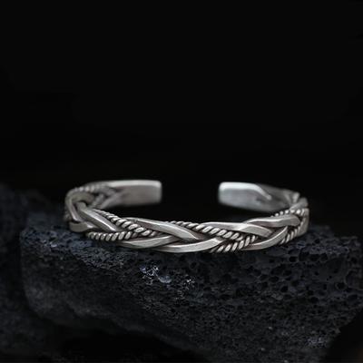 Brățară Retro cu Sfoară Împletită Pentru Bărbați Culoare Argintie Punk Gotic Rock Hiphop Brățară Reglabilă Accesorii Biker Cadou Unisex