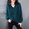 Women V-Neck Pullover Knitwear Sweater Slim Solid Color Sweater Long Sleeve Knit Tops