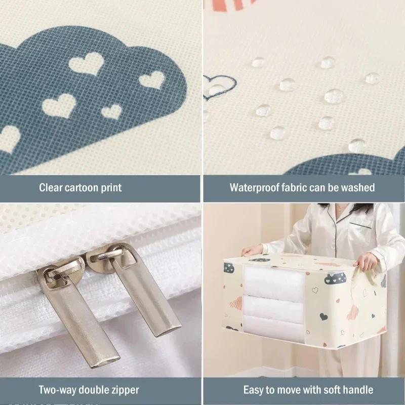 Cute Convenience Household Quilt Clothes Storage Bag Big Capacity Blanket Sorting Bag Moistureproof Dustproof Closet Storage Box