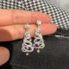 Gold Christmas Tree Earrings Silver Christmas Earrings Trendy Rhinestone Dangle Earrings  Girl