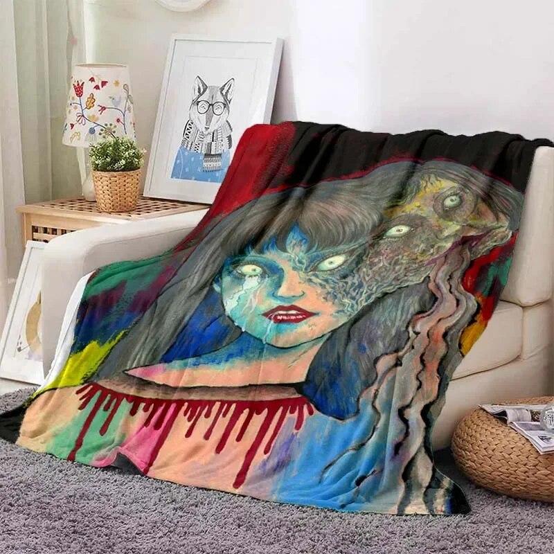 Junji Ito Tomie Kawakami Ghost Soft Plush Blanket,Flannel Blanket Throw Blanket for Living Room Bedroom Bed Sofa Picnic Cover 3D