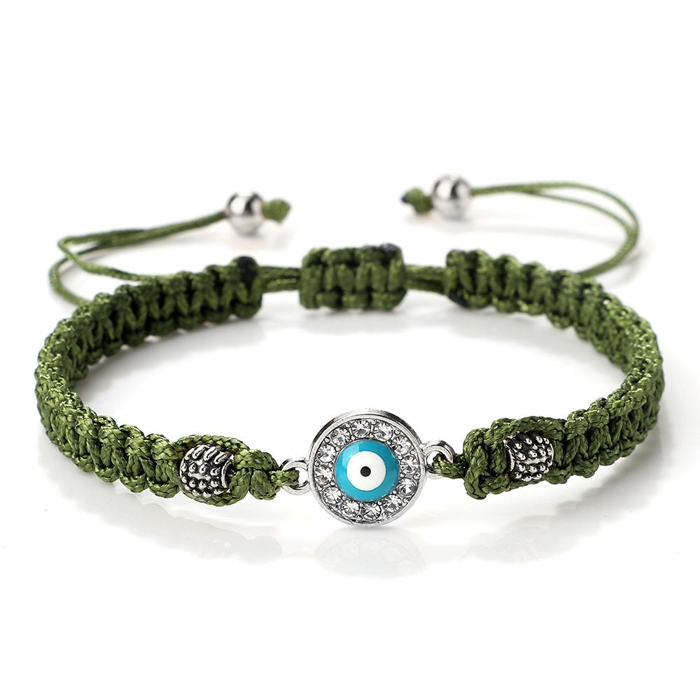Women Crystal Blue Evil Eye Braided Bracelet Turkish Healing Yoga Couple Bracelet&Bangles Chain Pulsera Jewelry Gift