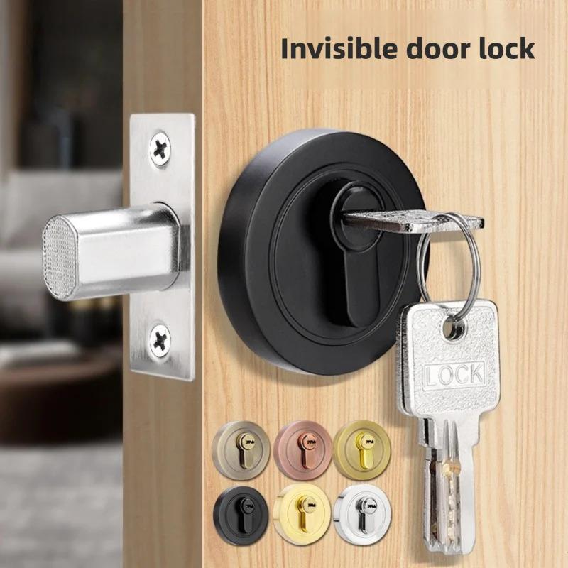 Concealed Wooden Door Locks Single Double-Sided Home Security Privacy Latches for Bedroom Hallway Auxiliary Hidden Door