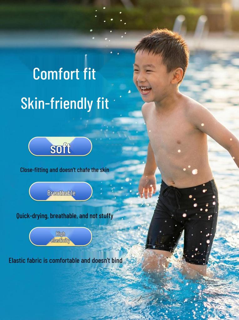 2026 Boys' Quick-Dry Nylon Swim Trunks for Racing - Small, Medium, Large
