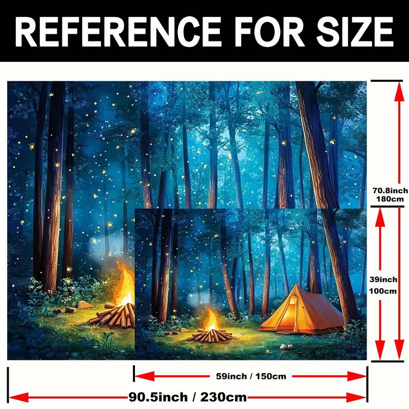 2D Magical Firefly Camping Backdrop for Summer Camp & Events
