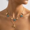 Enamel Starfish Conch Shell Necklace Bohemian Beach Style Women Fashion Accessory Holiday Gift Daily Accessory